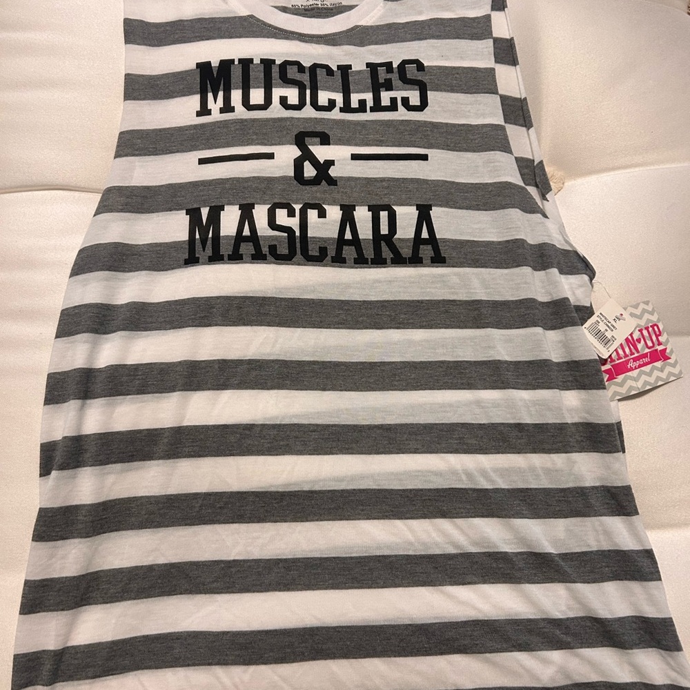 Chin Up Apparel Gray and White Striped Tee